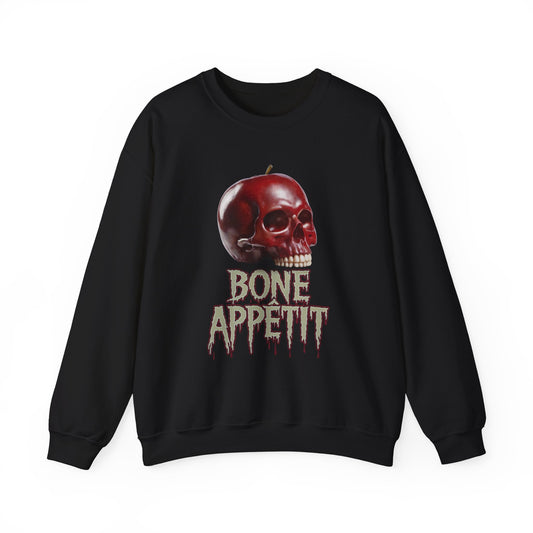 Bone Appetit Apple Skull Halloween Unisex Heavy Blend™ Crewneck Sweatshirt