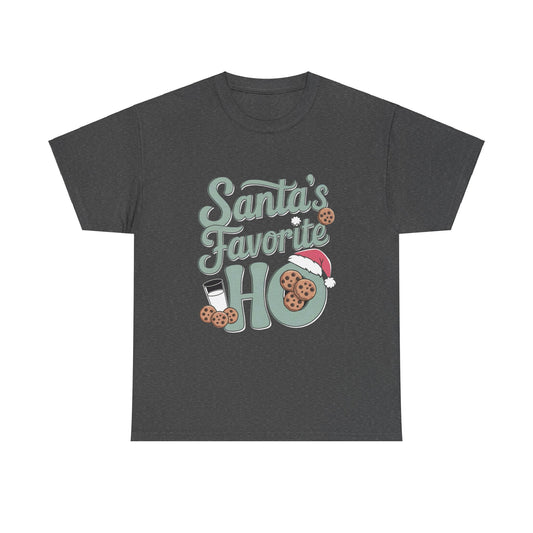 Santa's Favorite Ho Christmas T-Shirt - Funny Holiday Graphic Tee for Women, Sarcastic Xmas Shirt, Festive Santa Design, Perfect for Christmas Parties