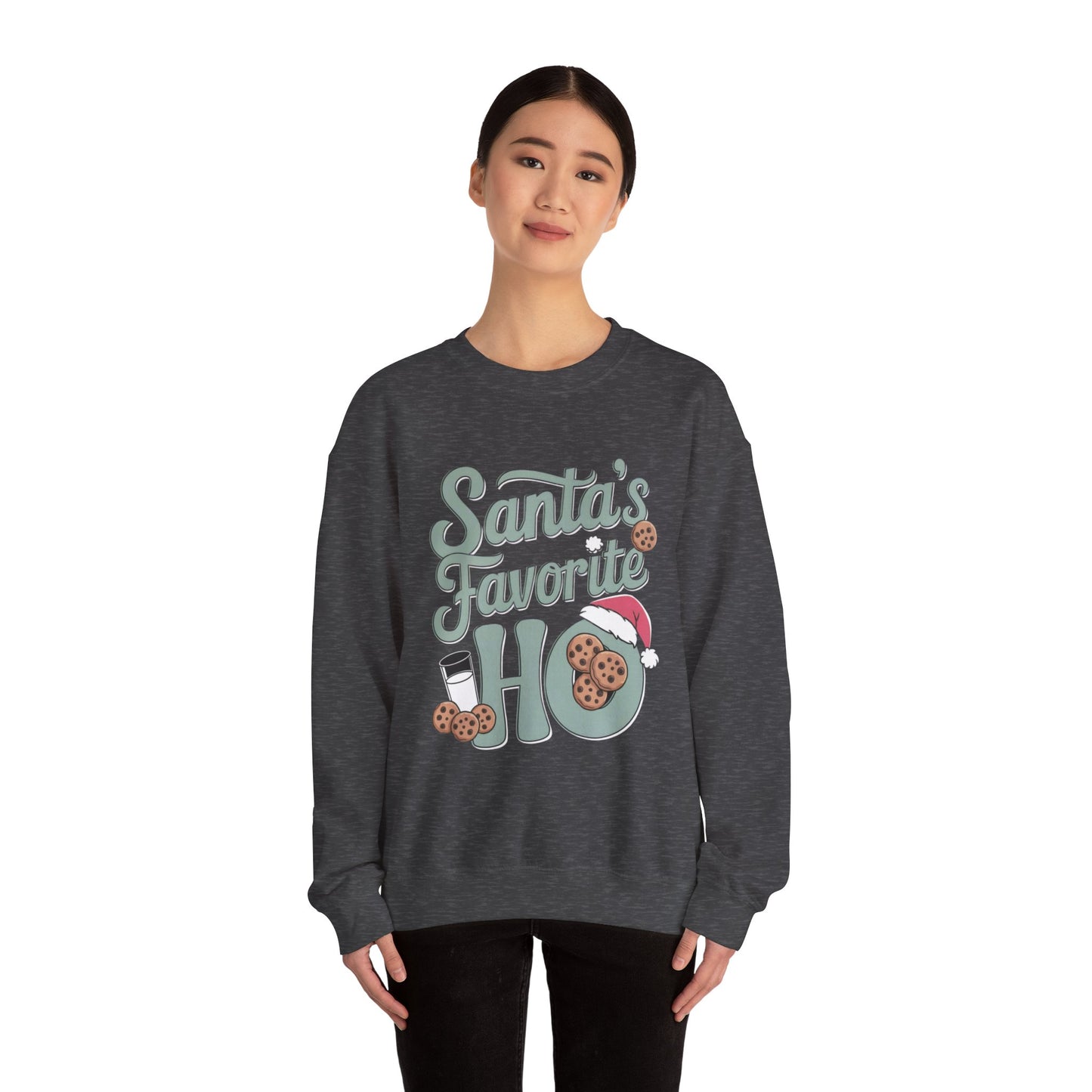 Santa's Favorite Ho Christmas Sweatshirt - Funny Holiday Graphic Pullover for Women, Sarcastic Xmas Sweater, Festive Santa Design, Perfect for Christmas Parties