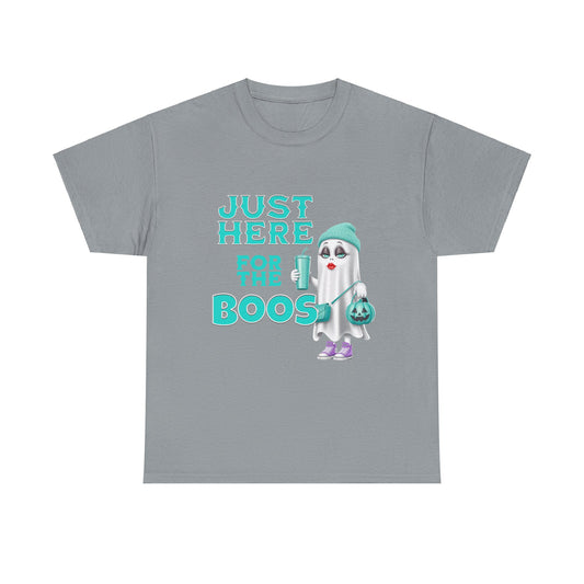 Funny Just Here for the Boos Tee - Halloween Ghost T-Shirt, Men Women Costume Shirt, Trick or Treat Outfit, Spooky Party Apparel, Fall