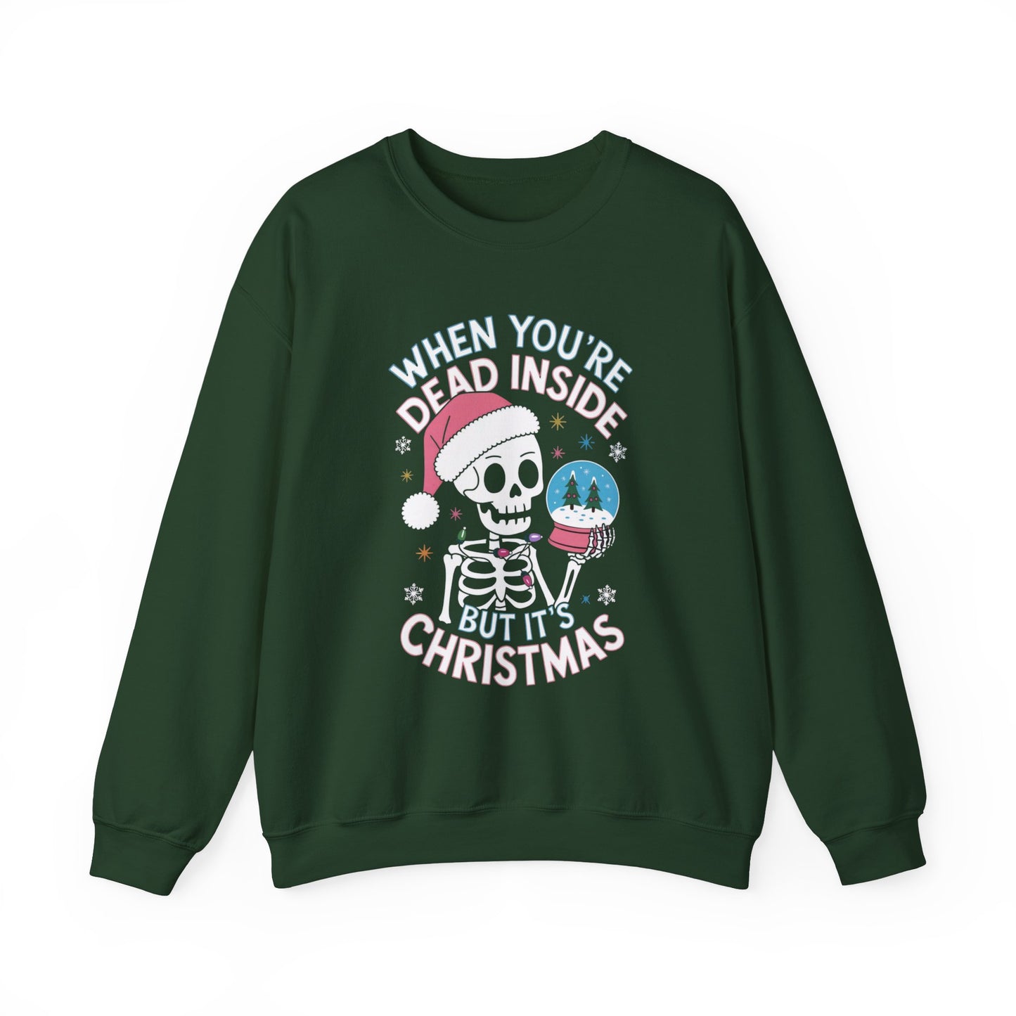 When You're Dead Inside, But it's Christmas, Funny Skeleton Santa Hat Tee, Dark Humor Unisex Shirt, Holiday Graphic Top, Christmas Gift Apparel