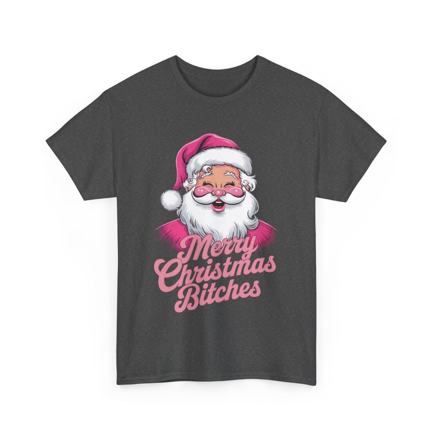 Merry Christmas B*tches Funny Christmas Shirt, Unisex Heavy Cotton Tee for Holiday Celebrations - Xmas Tee, Humorous Holiday T-Shirt