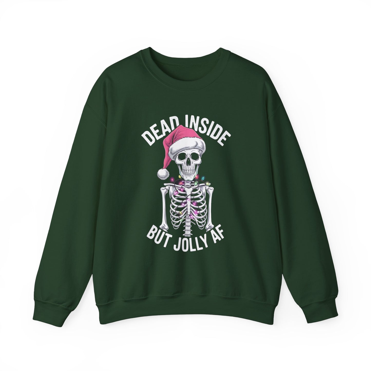 Dead Inside but Jolly AF, Funny Skeleton Santa Hat Tee, Dark Humor Unisex Shirt, Holiday Graphic Top, Christmas Gift Apparel