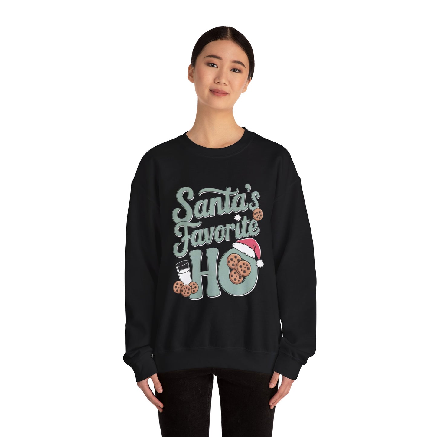 Santa's Favorite Ho Christmas Sweatshirt - Funny Holiday Graphic Pullover for Women, Sarcastic Xmas Sweater, Festive Santa Design, Perfect for Christmas Parties