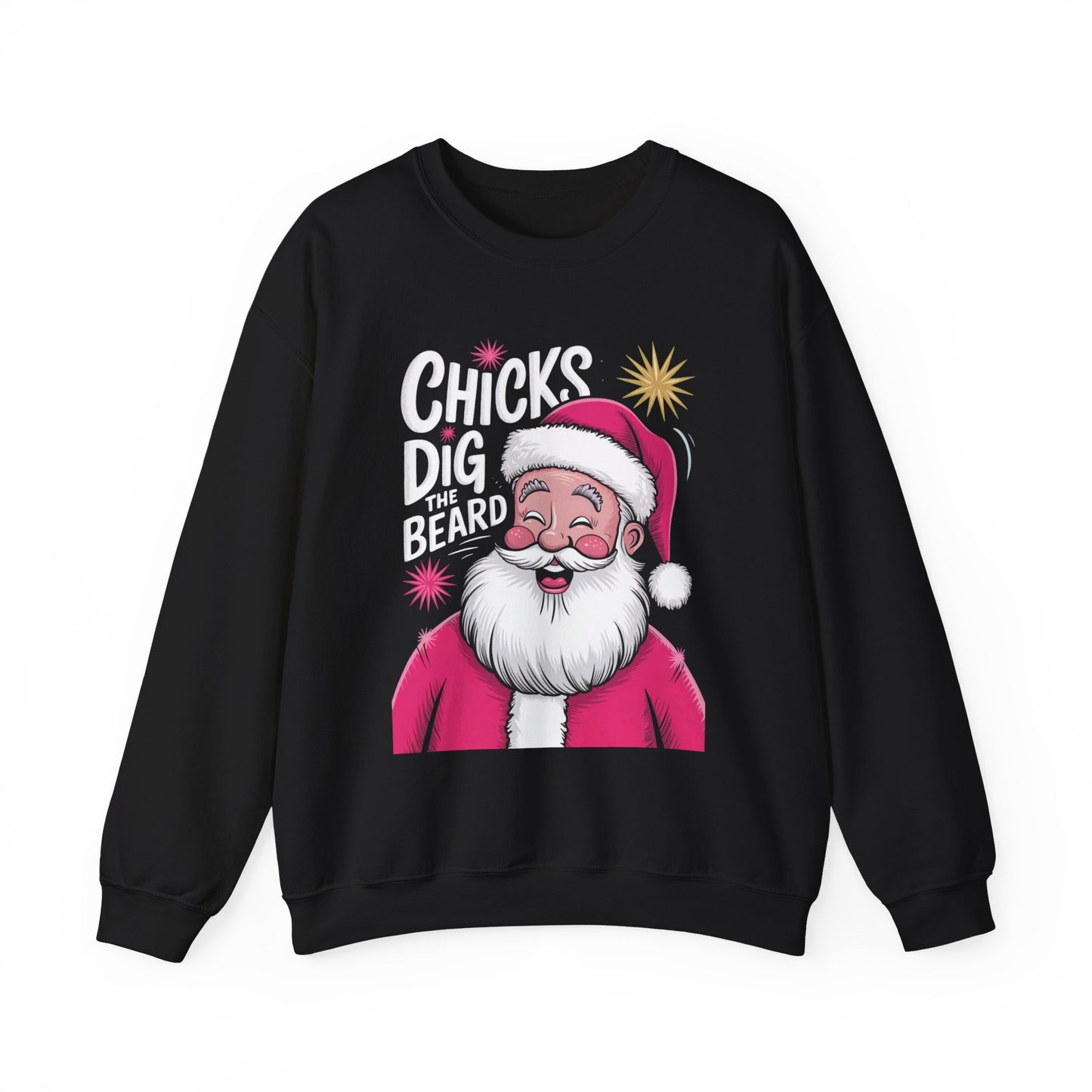 Funny Santa Christmas Sweatshirt, Beard Lover Gift, Unisex Crewneck Jumper, Holiday Party Apparel, Winter Xmas Top, Chicks Humor Pullover