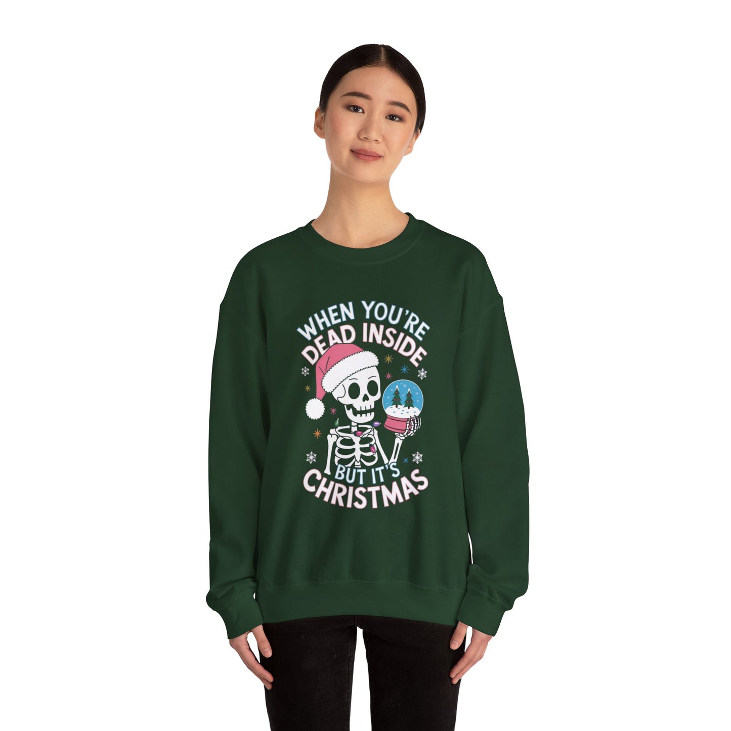 When You're Dead Inside, But it's Christmas, Funny Skeleton Santa Hat Tee, Dark Humor Unisex Shirt, Holiday Graphic Top, Christmas Gift Apparel